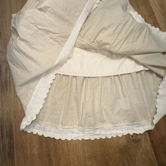 Boho Prairie Maxi Skirt XL Cream Tiered Lace Detail Cottagecore Boho Cotton - Picture 5 of 9